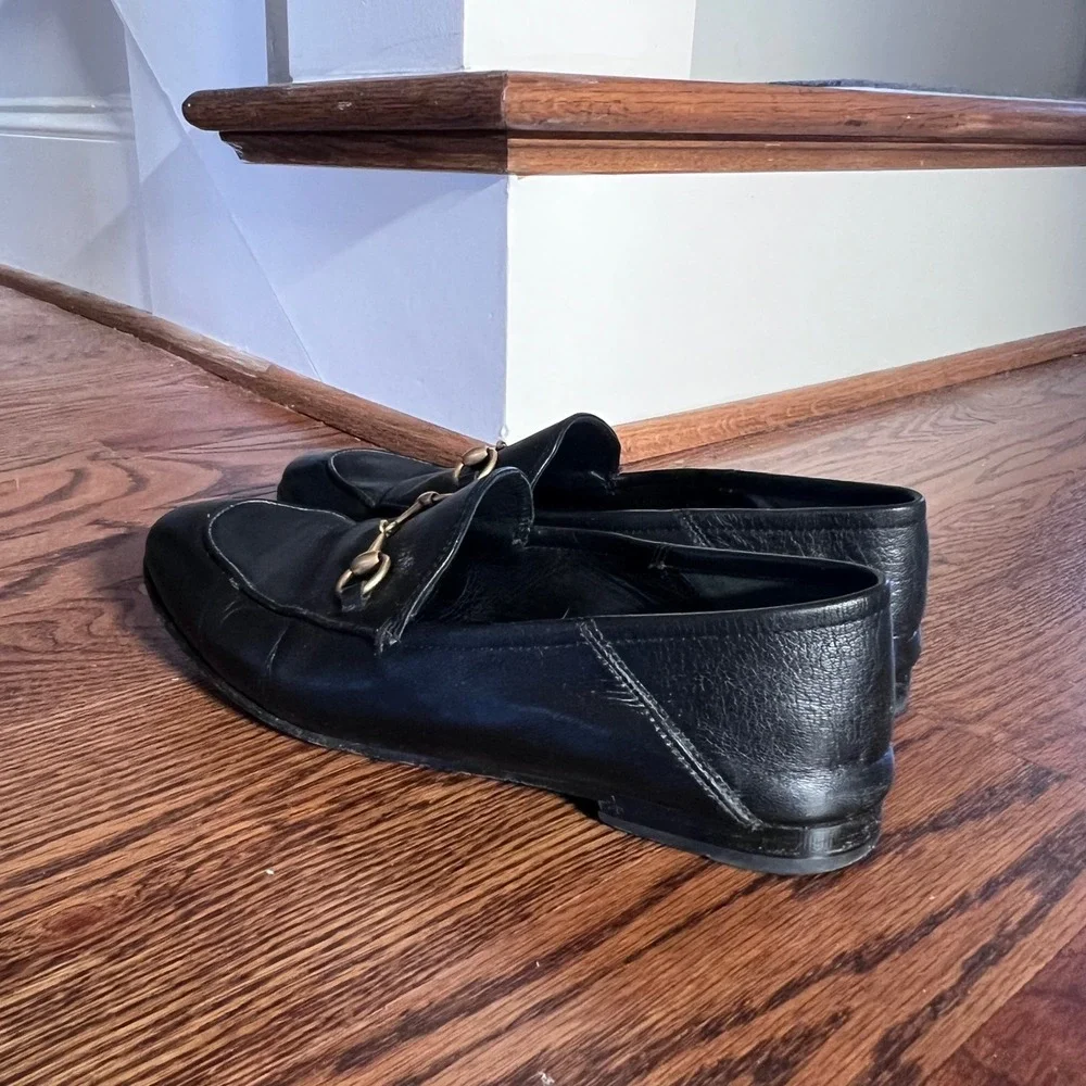 Gucci Brixton‎ Black Leather Horsebit Loafers 414989 38.5 - Picture 7 of 16